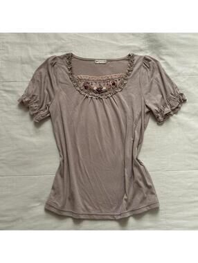 Axes Femme baby pink lace bib detail top with flower details